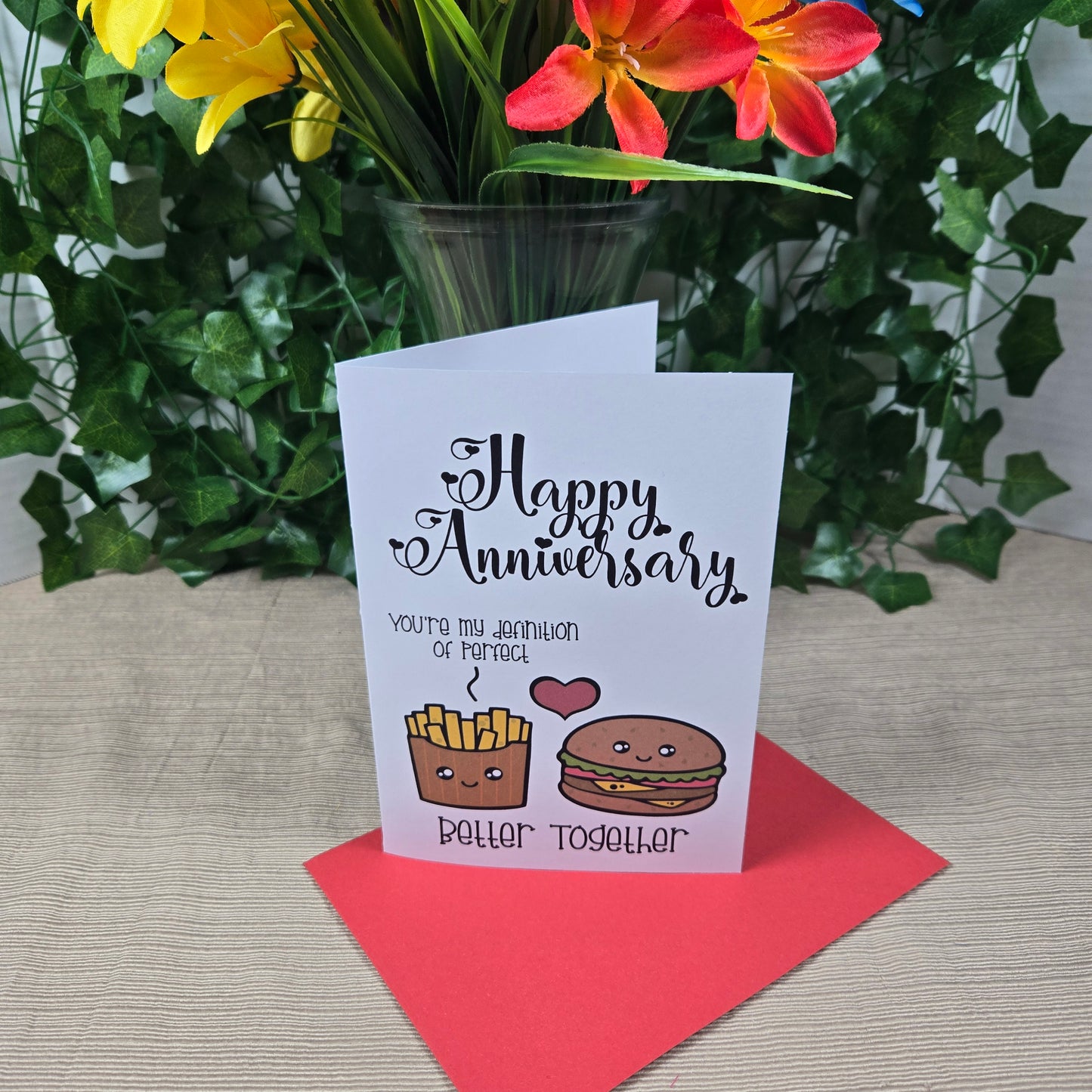 Burger and Fries Anniversary Card