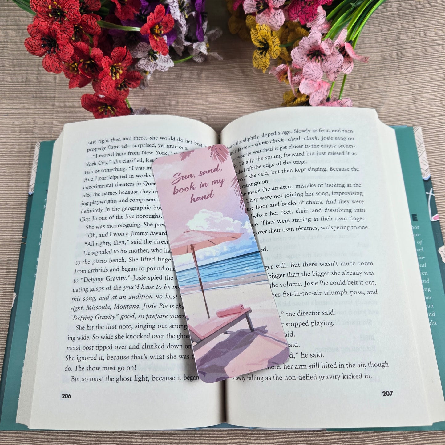 Beach Setting with Reading Quotes Bookmark
