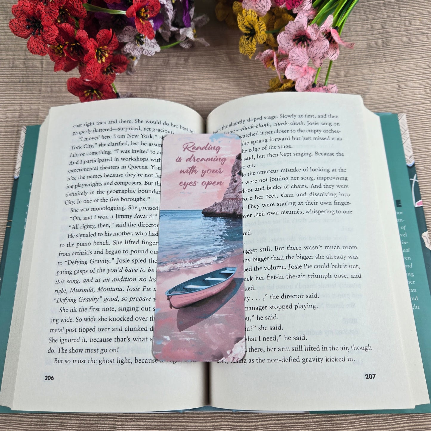Beach Setting with Reading Quotes Bookmark