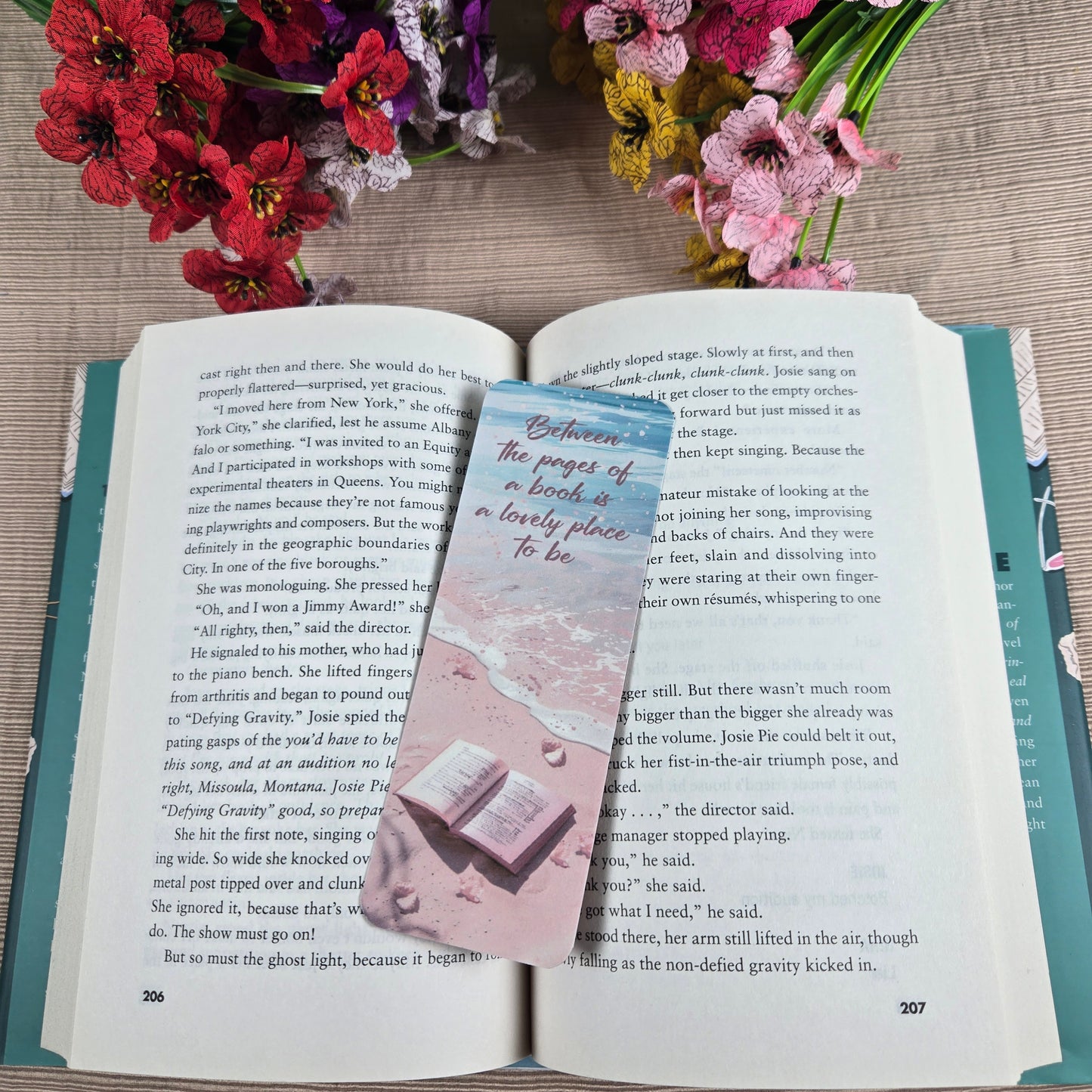 Beach Setting with Reading Quotes Bookmark