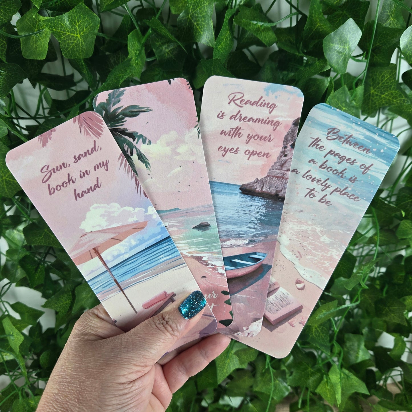 Beach Setting with Reading Quotes Bookmark