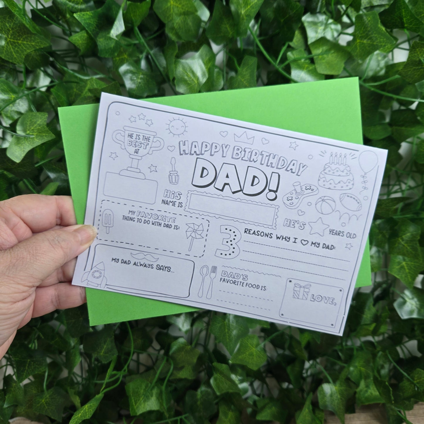 Coloring Dad Happy Birthday Card
