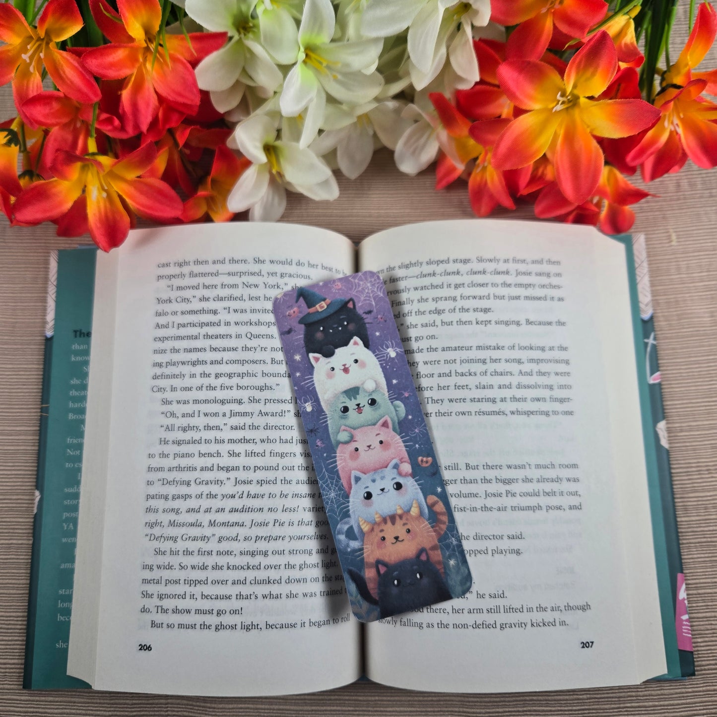 Cute Stacked Cats Halloween Bookmark