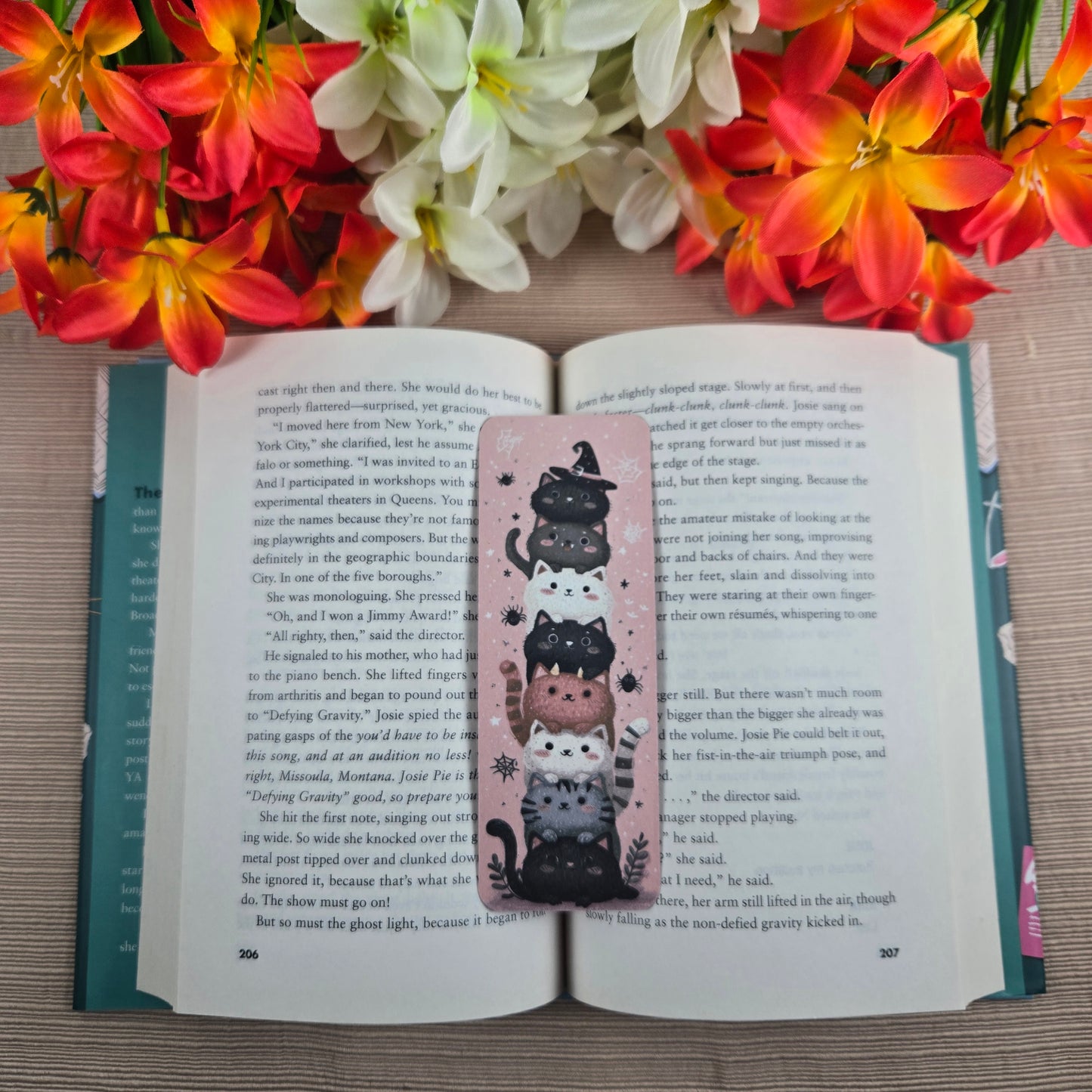 Cute Stacked Cats Halloween Bookmark