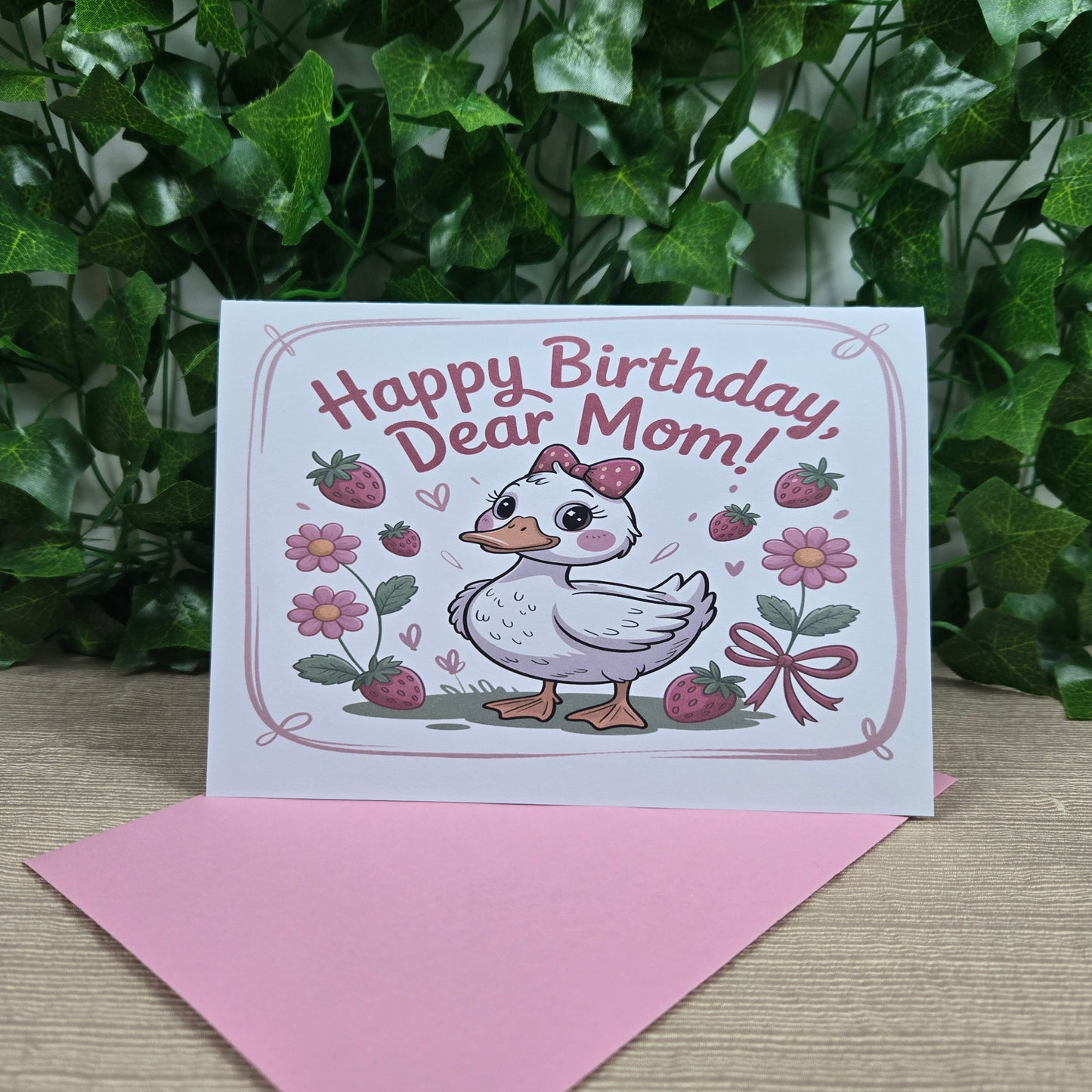 Cute Duck Happy Birthday Mom Card