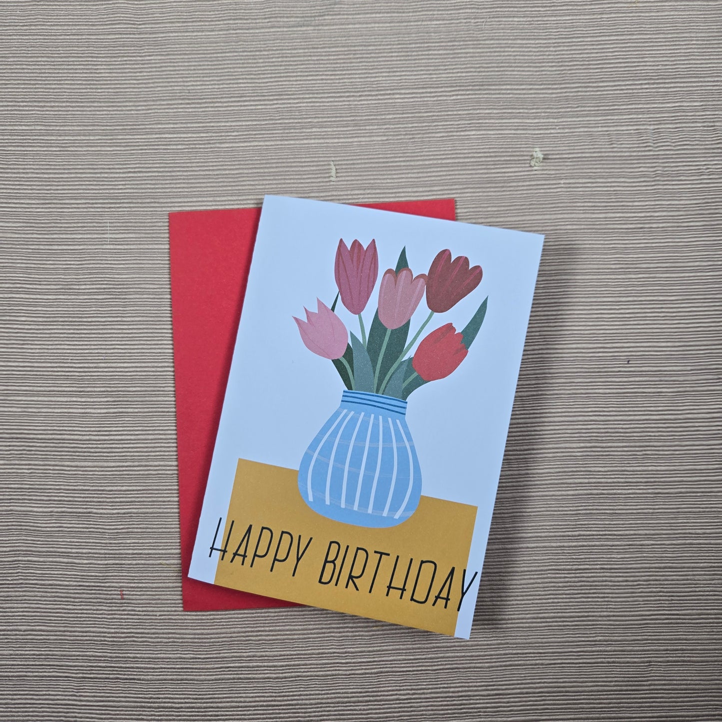 Tulips in Vase Happy Birthday Mom Card