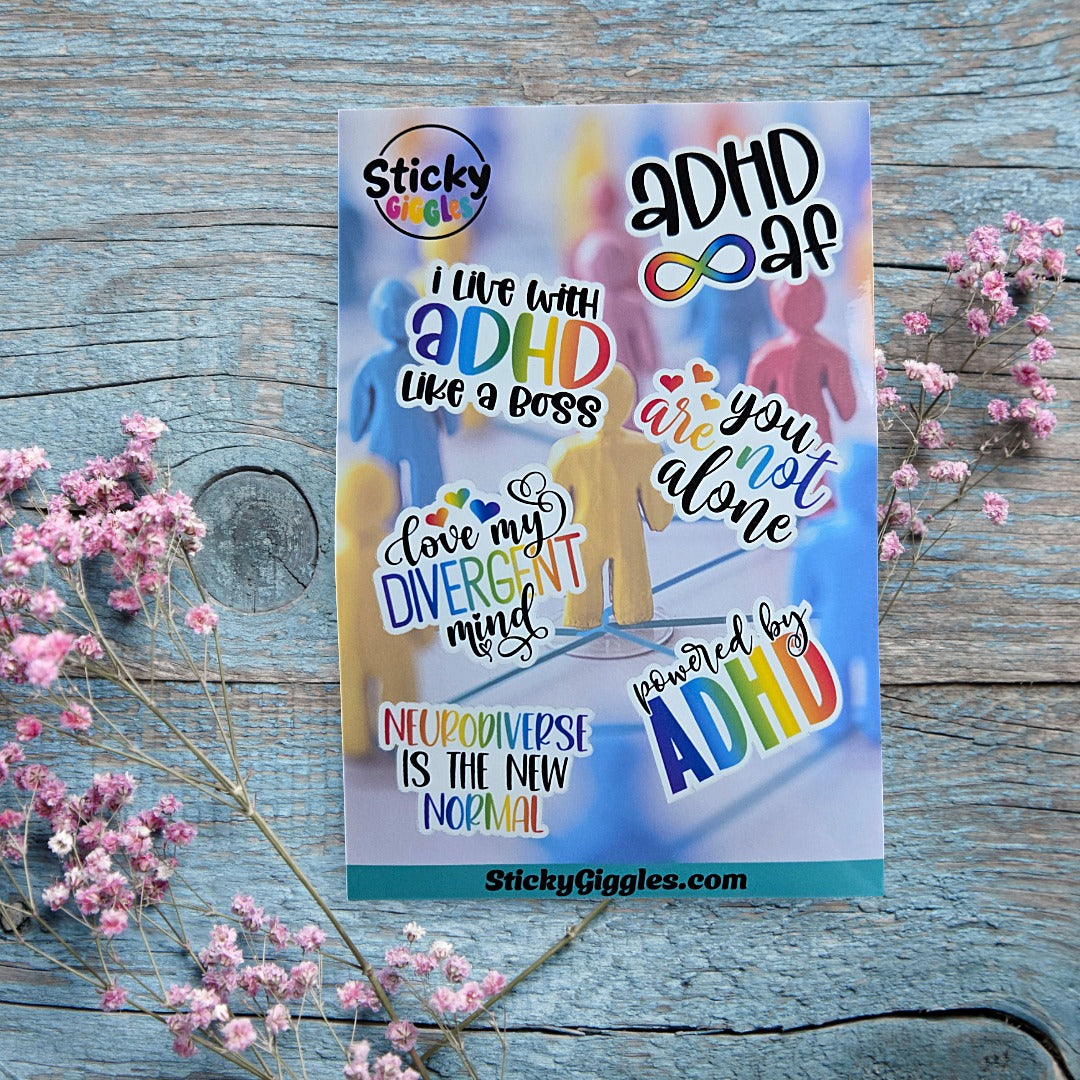 Fun Neurodivergent Sticker Sheet 6 Stickers