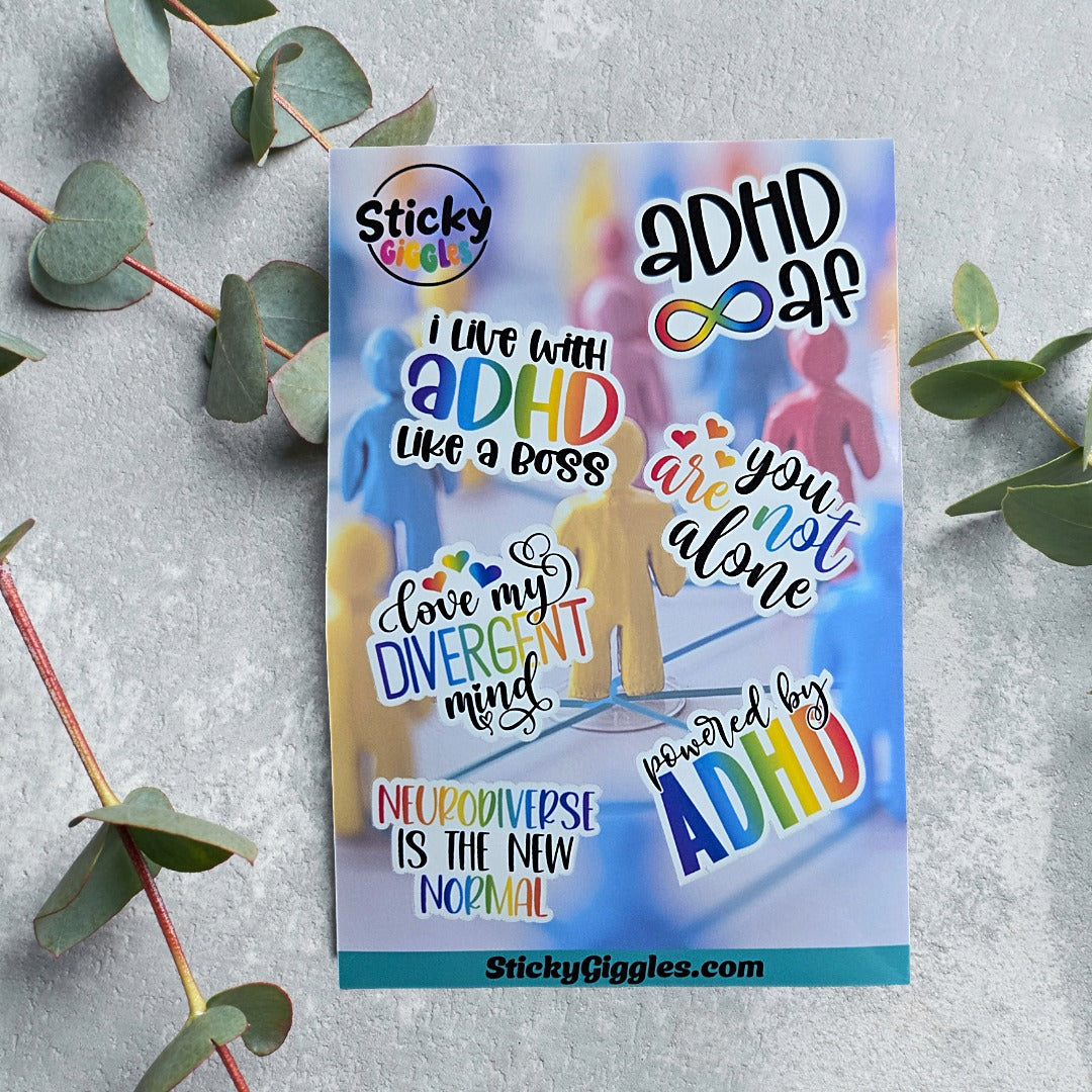 Fun Neurodivergent Sticker Sheet 6 Stickers