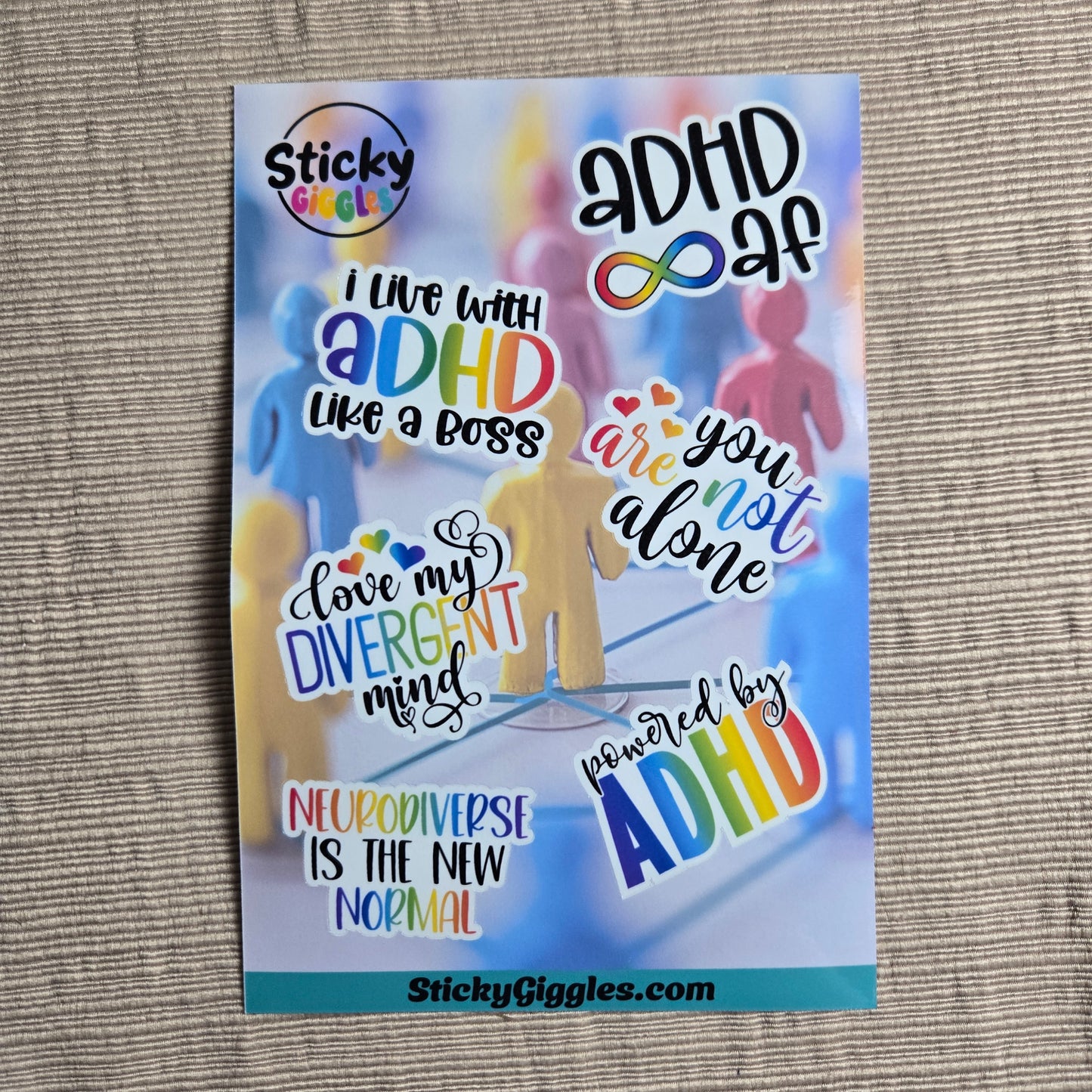 Fun Neurodivergent Sticker Sheet 6 Stickers