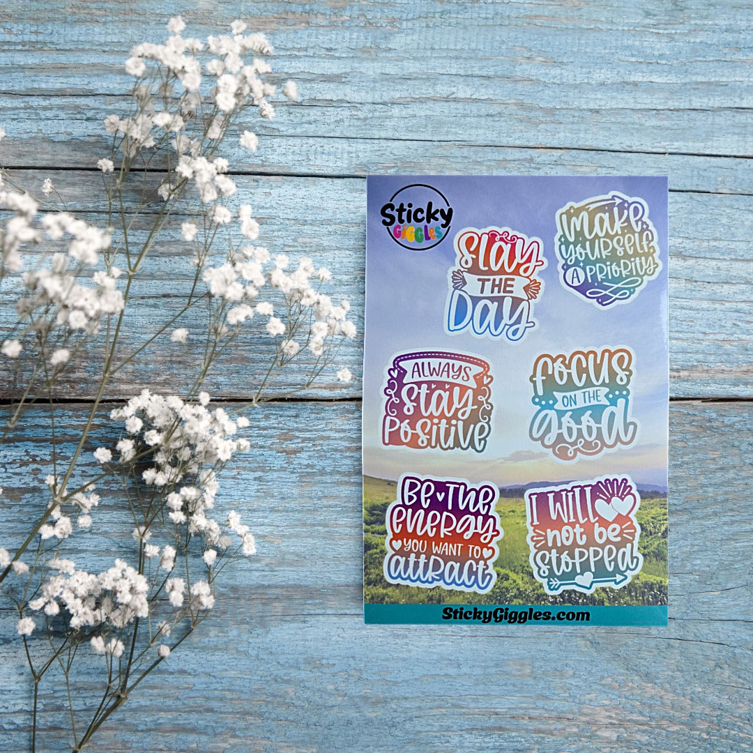 Pastel Positivity and Inspirational Sticker Sheet 6 Stickers