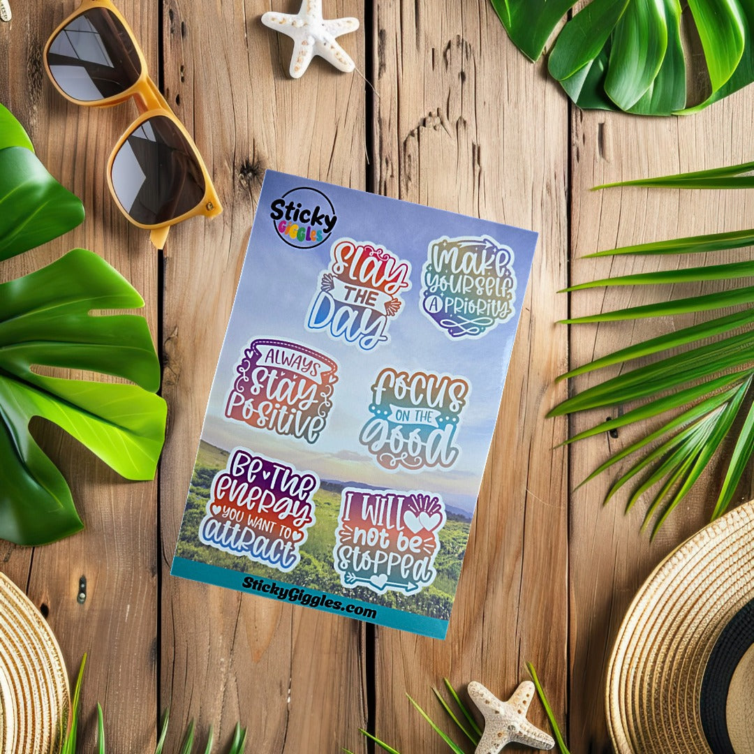 Pastel Positivity and Inspirational Sticker Sheet 6 Stickers