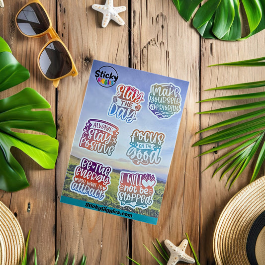 Pastel Positivity and Inspirational Sticker Sheet 6 Stickers