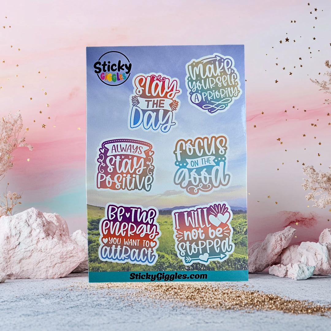 Pastel Positivity and Inspirational Sticker Sheet 6 Stickers