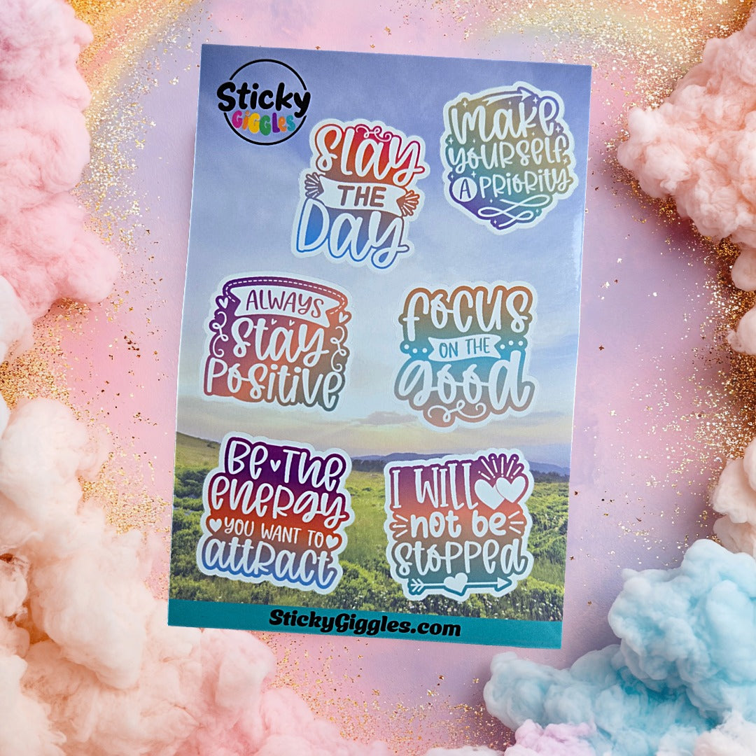 Pastel Positivity and Inspirational Sticker Sheet 6 Stickers