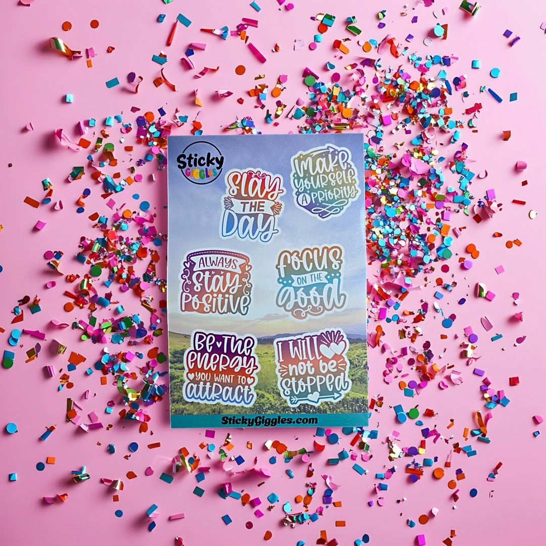 Pastel Positivity and Inspirational Sticker Sheet 6 Stickers