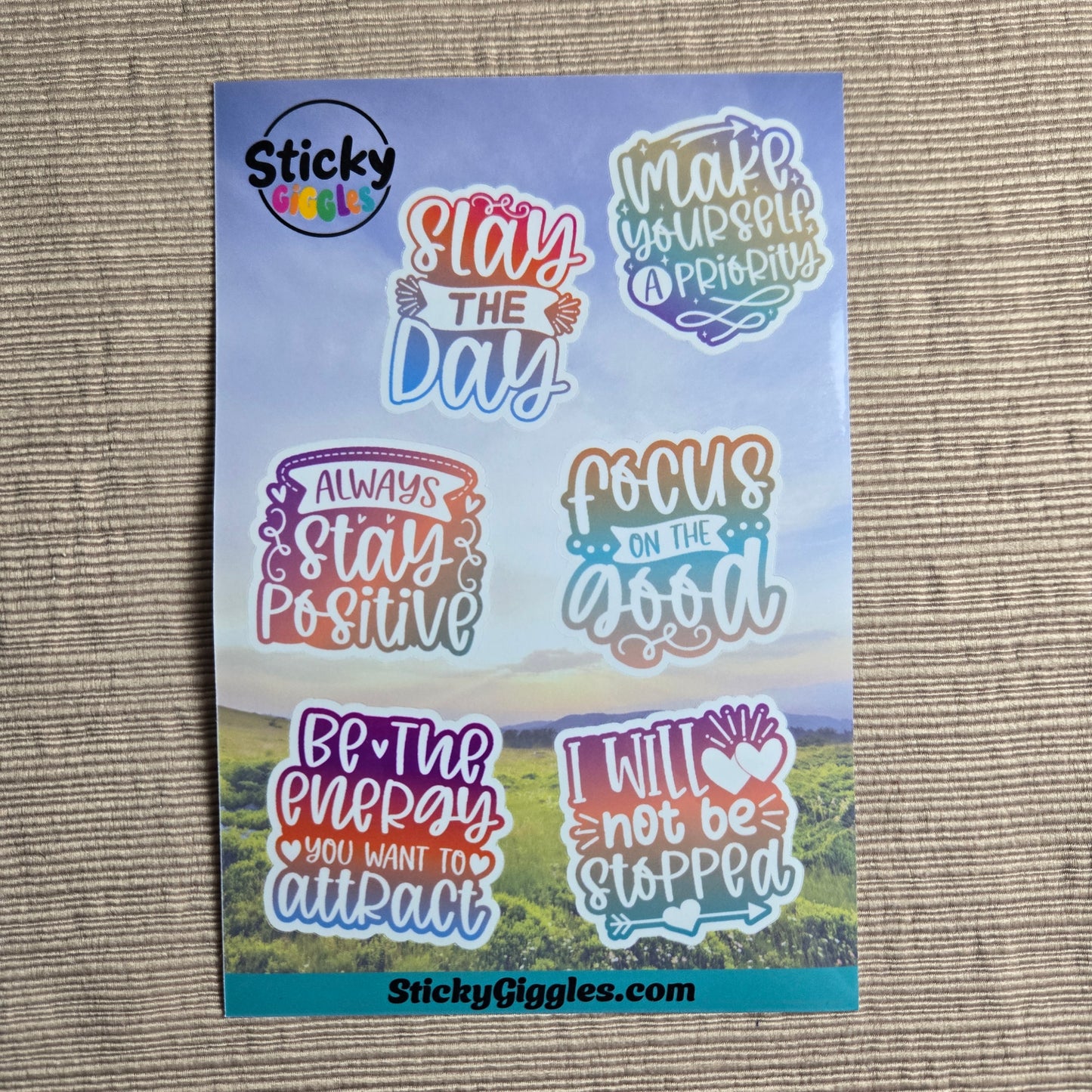 Pastel Positivity and Inspirational Sticker Sheet 6 Stickers