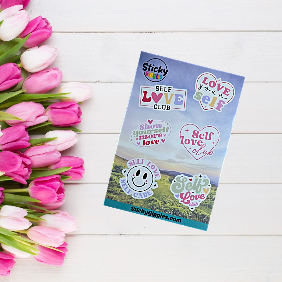 Cute Self Love Inspirational Sticker Sheet 6 Stickers