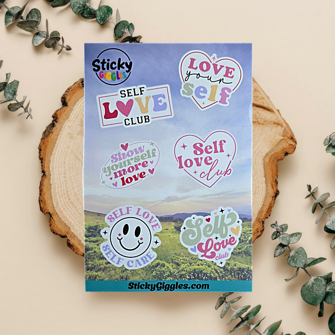 Cute Self Love Inspirational Sticker Sheet 6 Stickers