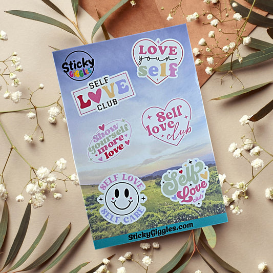 Cute Self Love Inspirational Sticker Sheet 6 Stickers