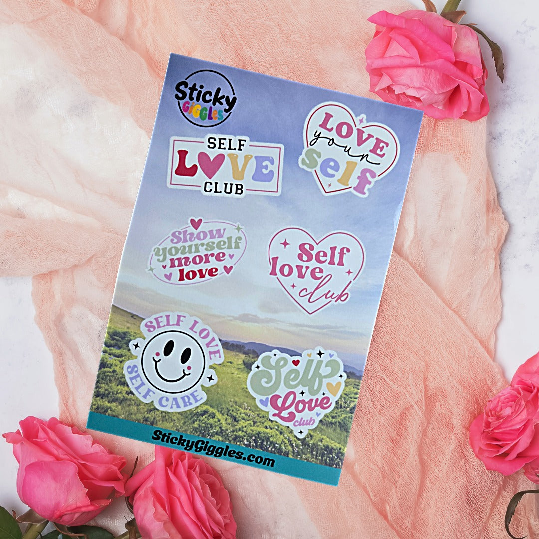 Cute Self Love Inspirational Sticker Sheet 6 Stickers