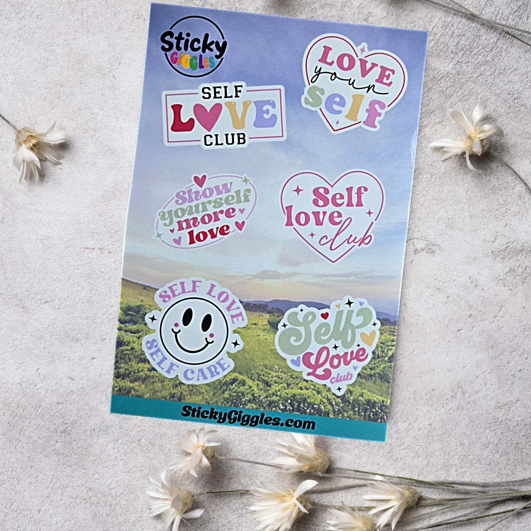Cute Self Love Inspirational Sticker Sheet 6 Stickers