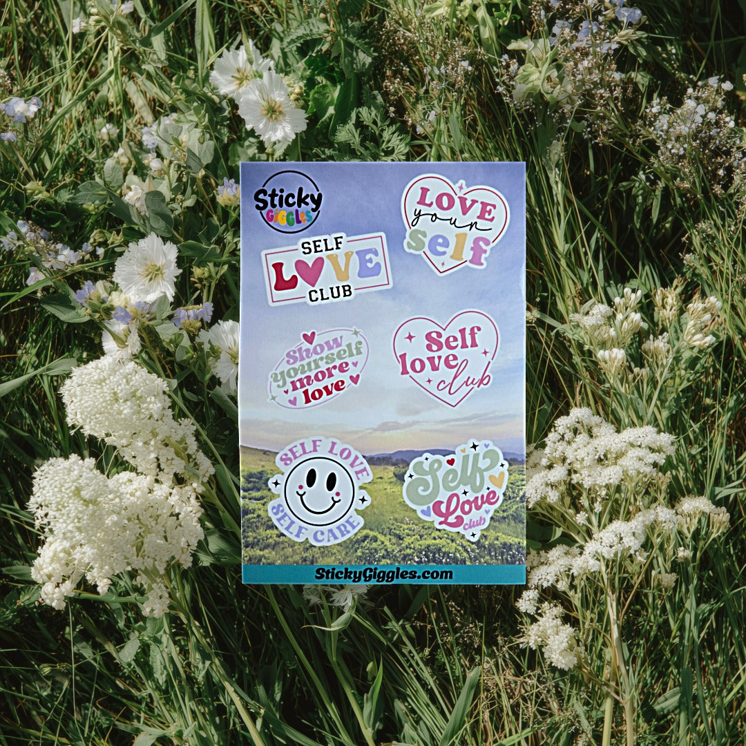 Cute Self Love Inspirational Sticker Sheet 6 Stickers