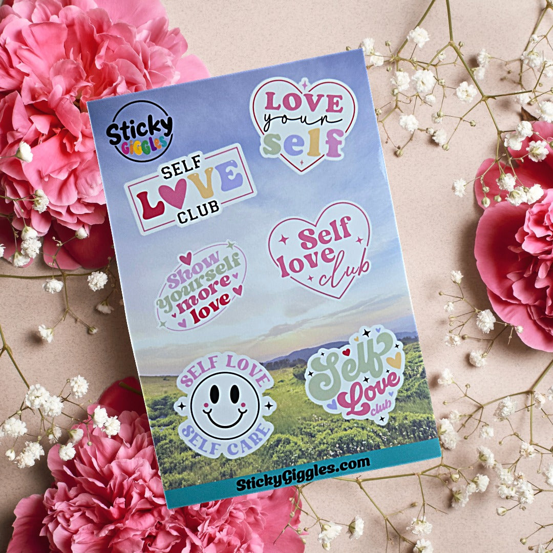Cute Self Love Inspirational Sticker Sheet 6 Stickers