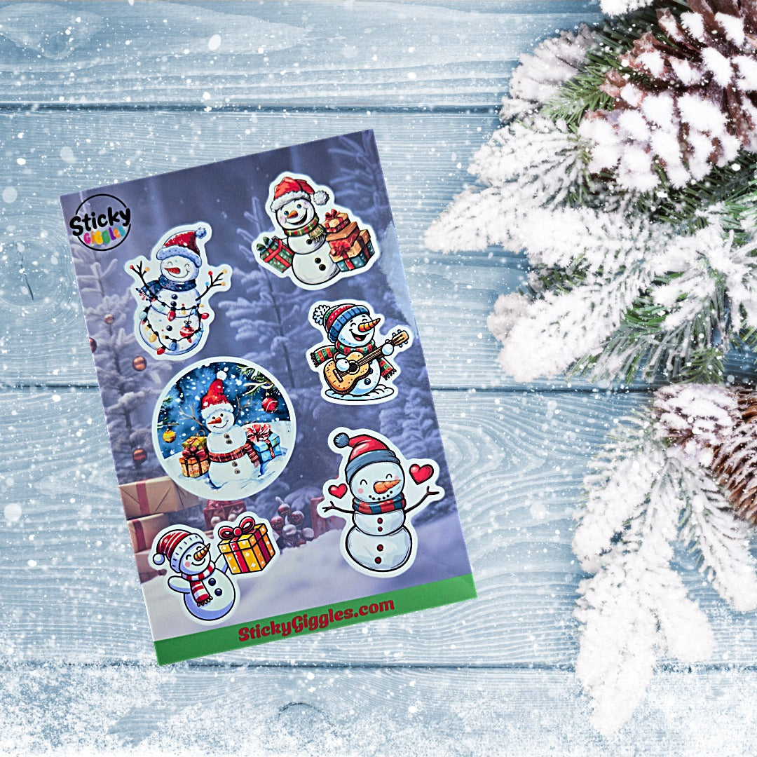 Snowman Christmas Sticker Sheet 6 Stickers