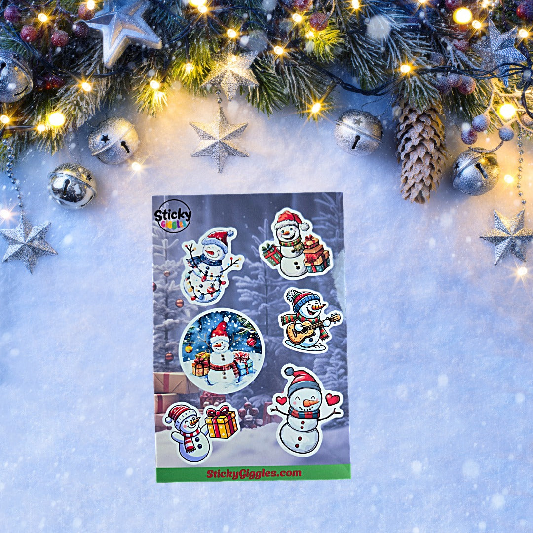 Snowman Christmas Sticker Sheet 6 Stickers