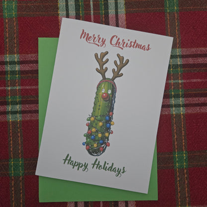 Reindeer Pickle Christmas Card