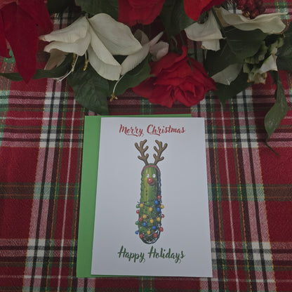 Reindeer Pickle Christmas Card