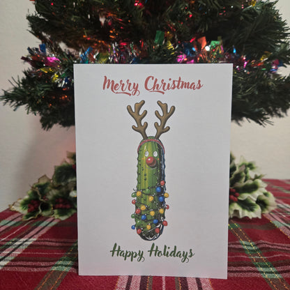 Reindeer Pickle Christmas Card