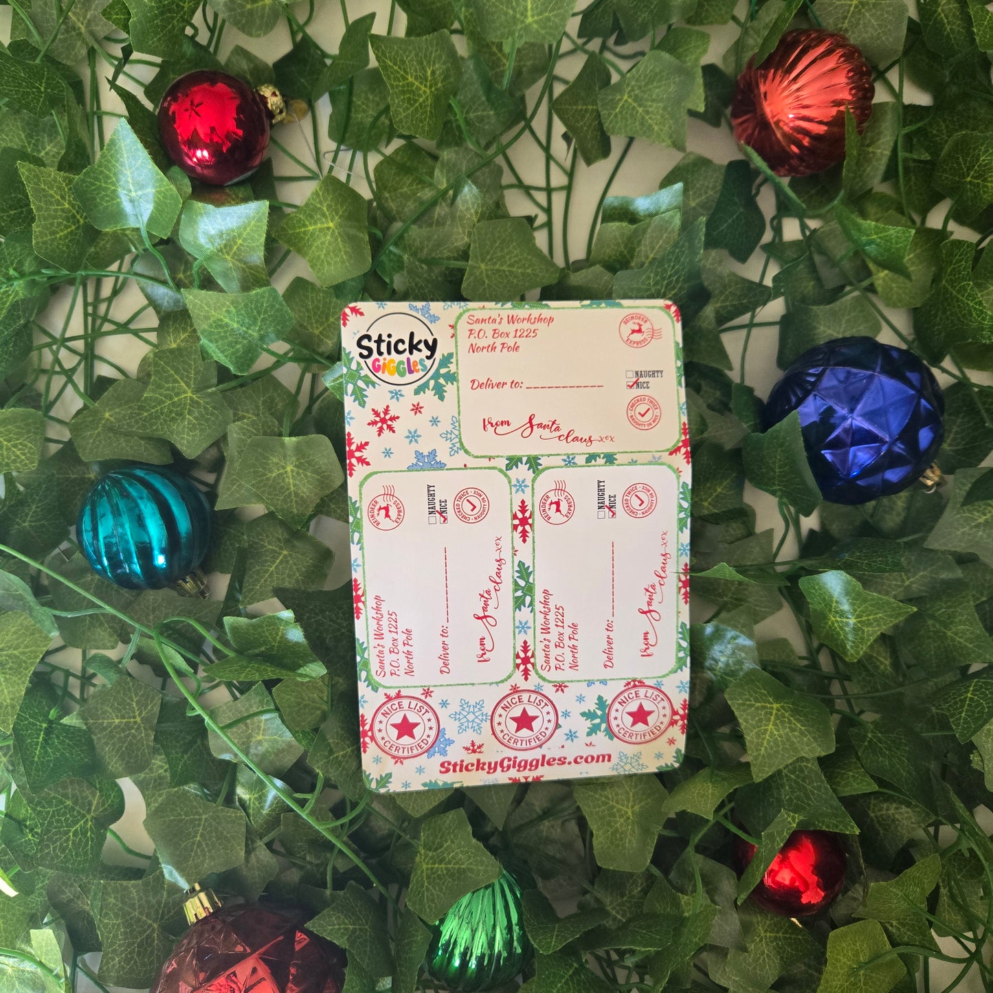 Festive Christmas Gift Tag Sticker Sheets