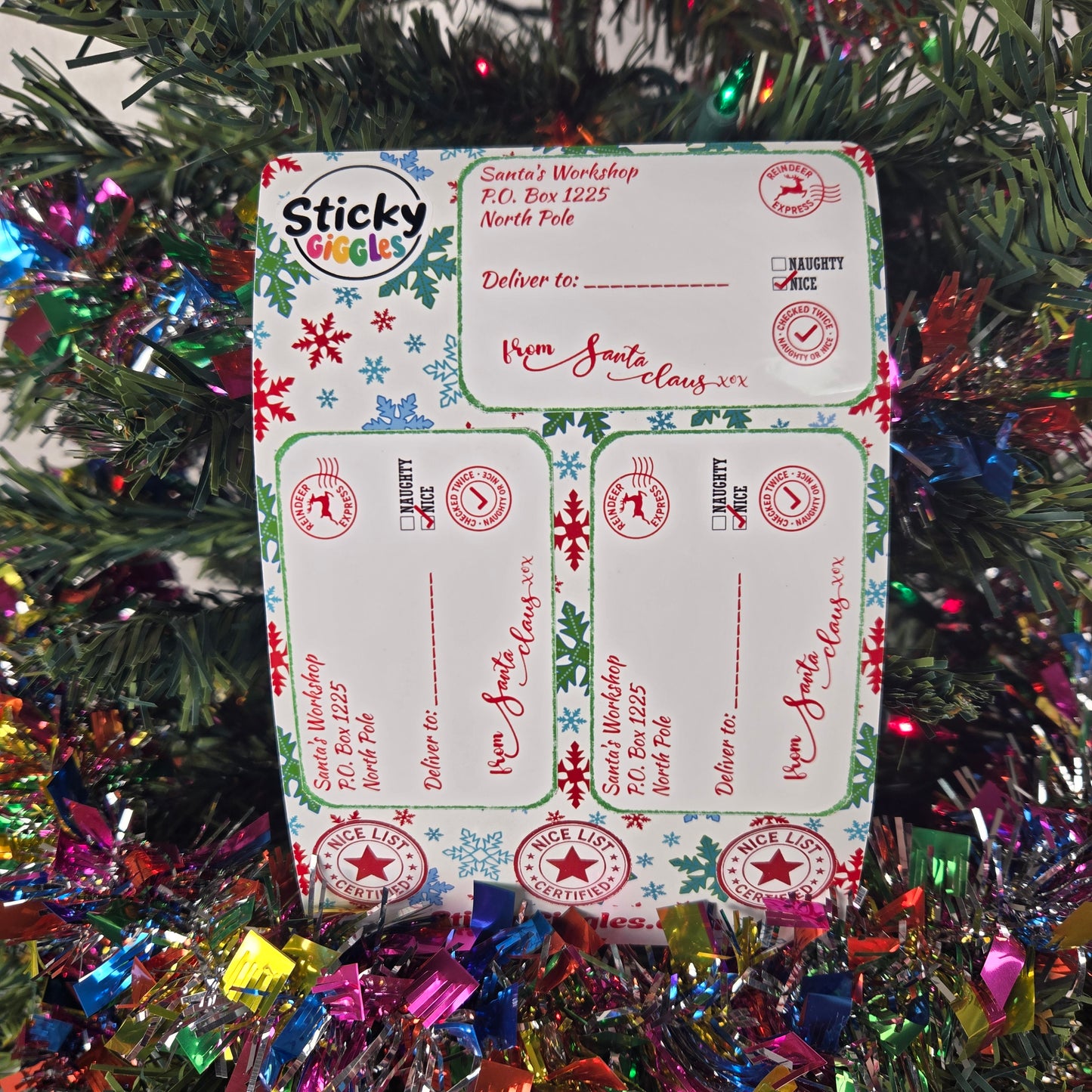 Festive Christmas Gift Tag Sticker Sheets