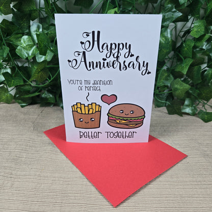 Burger and Fries Anniversary Card