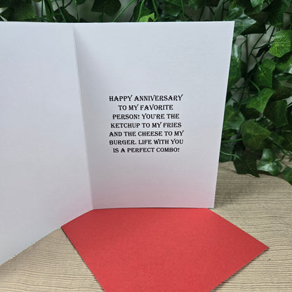 Burger and Fries Anniversary Card