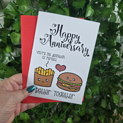 Burger and Fries Anniversary Card