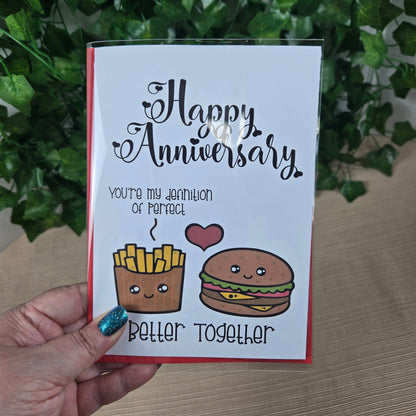 Burger and Fries Anniversary Card