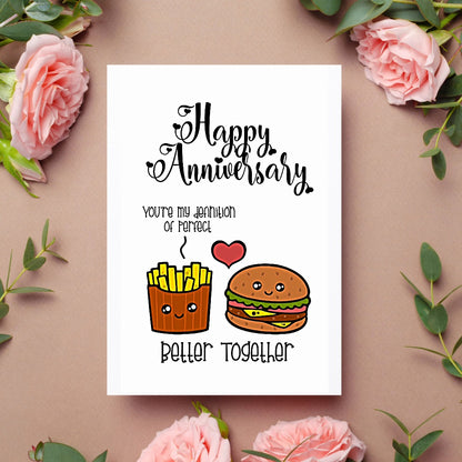 Burger and Fries Anniversary Card