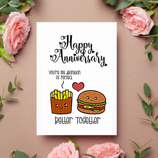 Burger and Fries Anniversary Card
