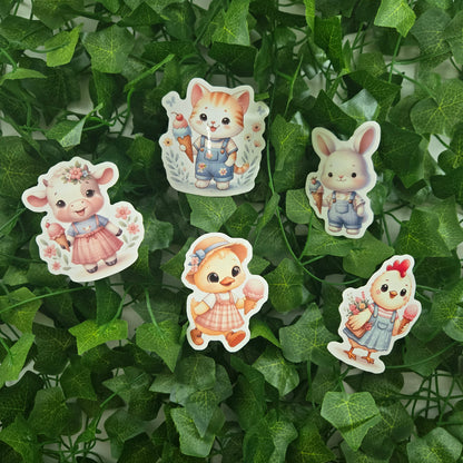 Baby Farm Animals Eating Ice Cream Sticker