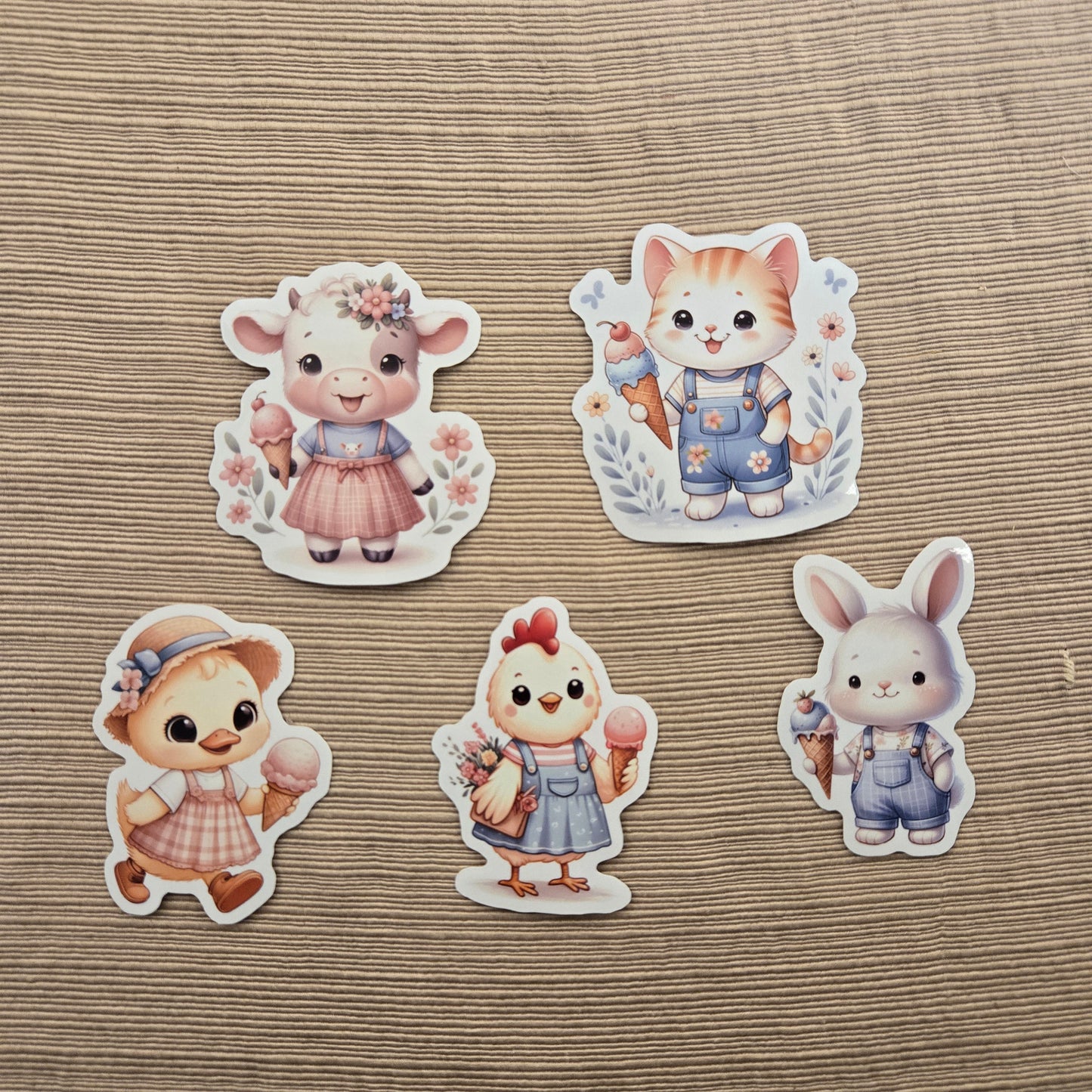 Baby Farm Animals Eating Ice Cream Sticker
