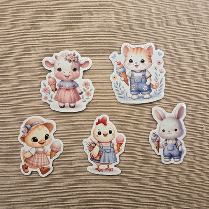Baby Farm Animals Eating Ice Cream Sticker