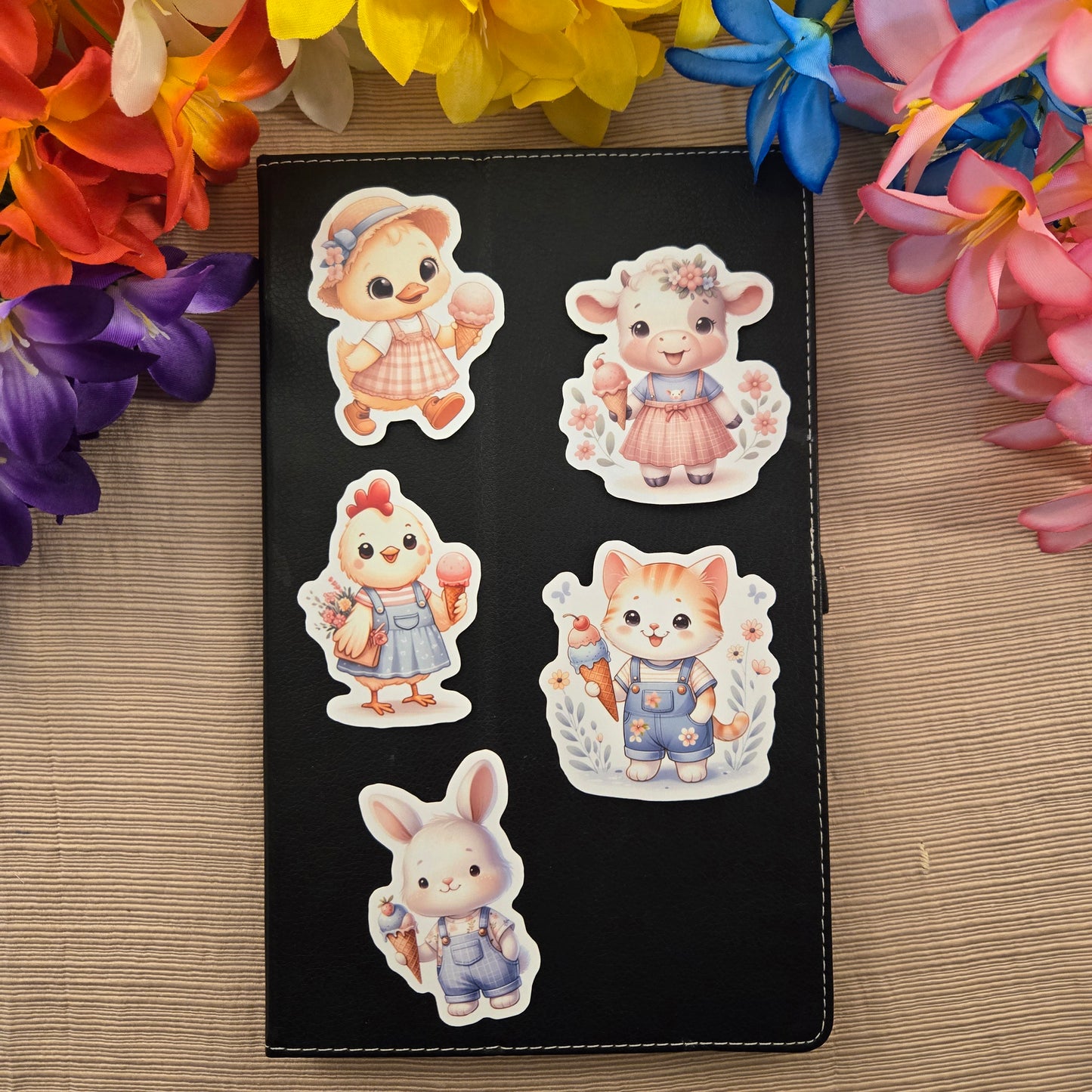 Baby Farm Animals Eating Ice Cream Sticker