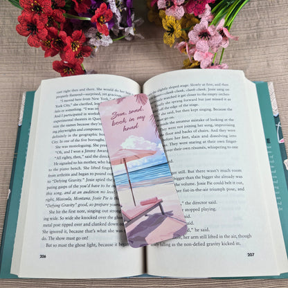 Beach Setting with Reading Quotes Bookmark