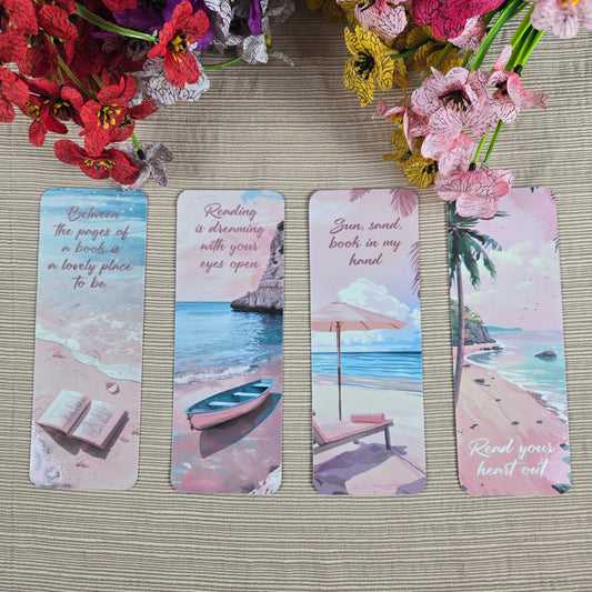 Beach Setting with Reading Quotes Bookmark