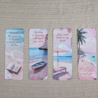 Beach Setting with Reading Quotes Bookmark