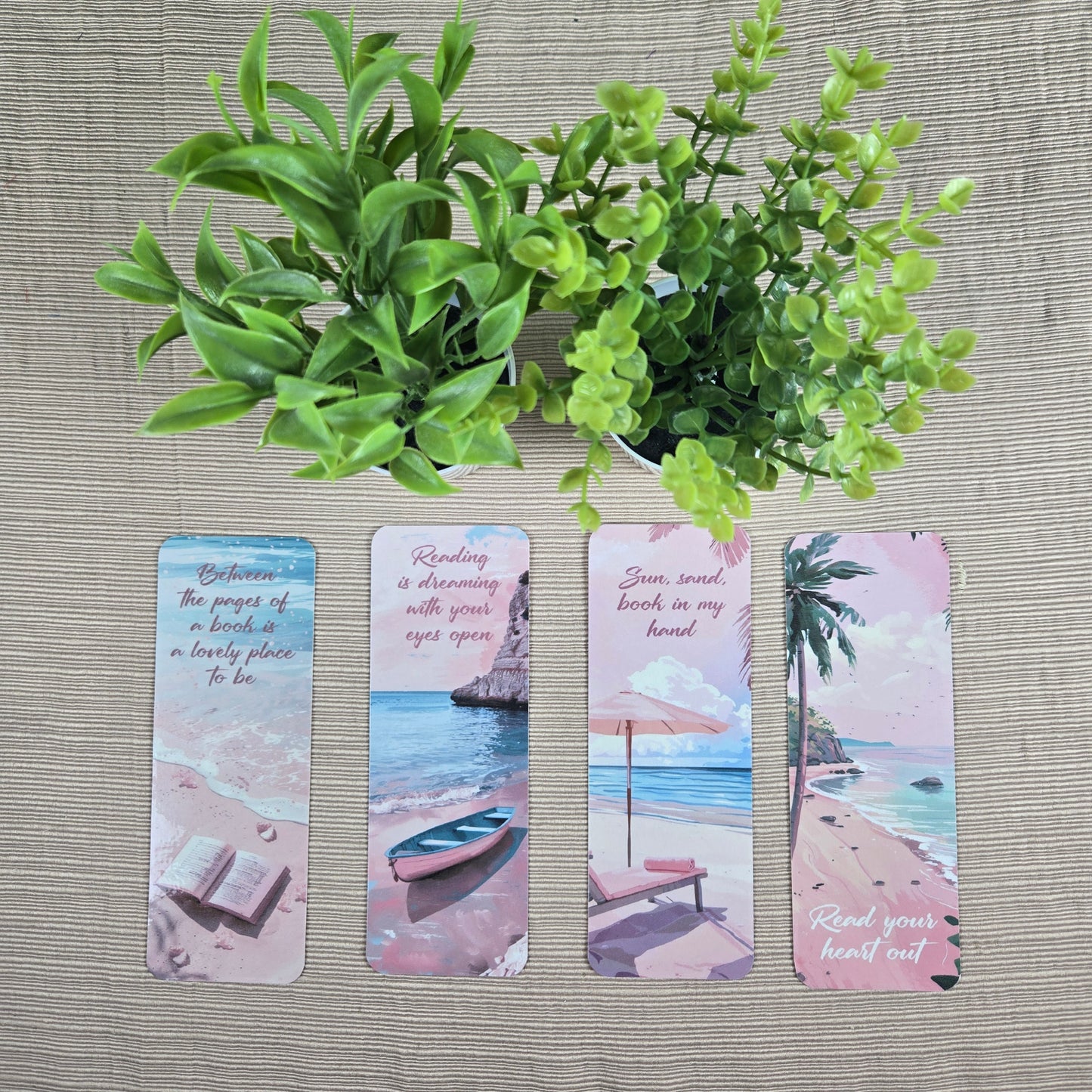Beach Setting with Reading Quotes Bookmark
