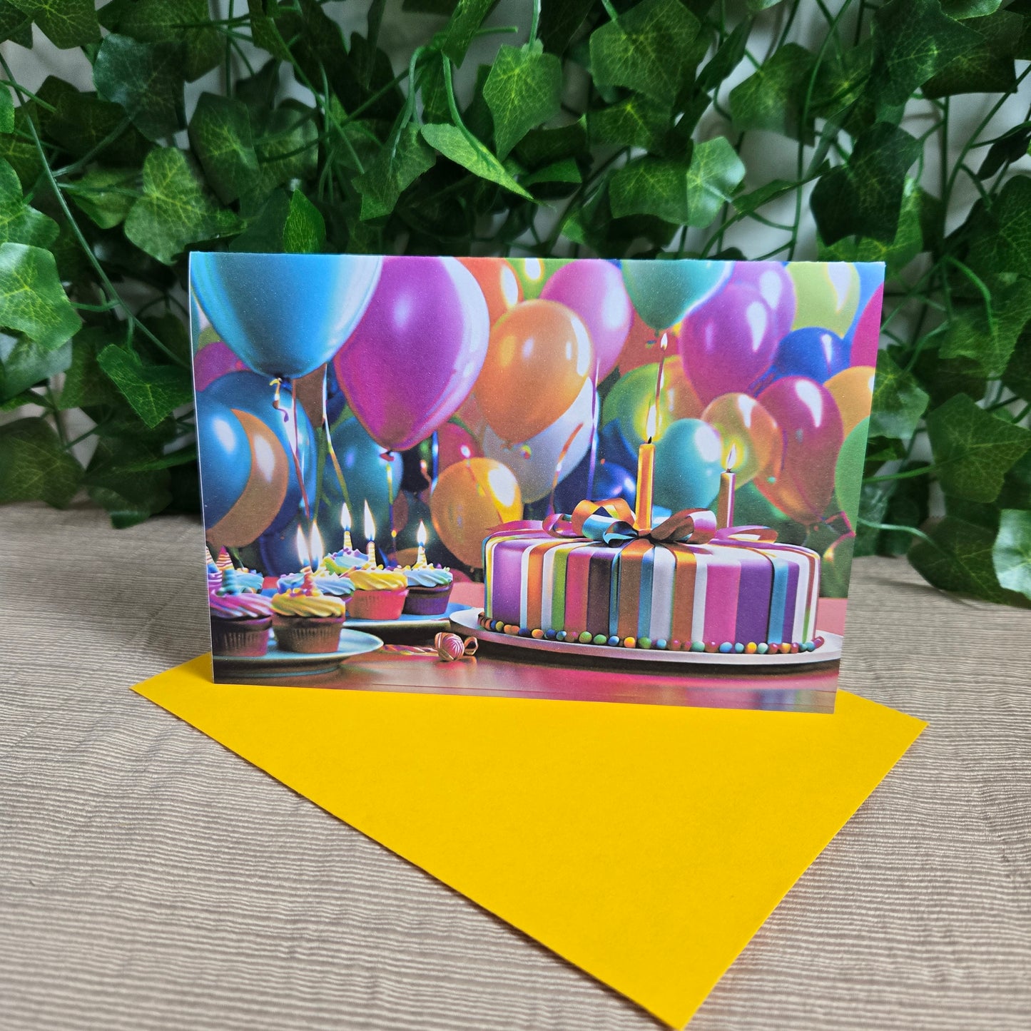 Birthday Cake and Balloons Card