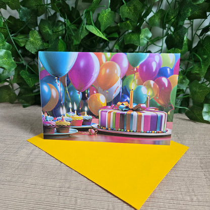 Birthday Cake and Balloons Card